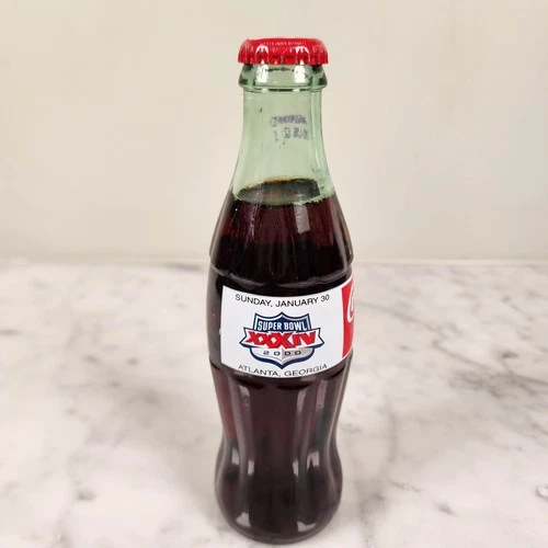 Vintage 2000 Coca-Cola Super Bowl XXXIV Bottle Rams vs Titans Atlanta GA 8oz