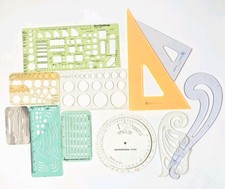 Vintage lot 11 Drafting Templates Triangles Curves RAPIDESIGN GRAMERCY PICKETT 