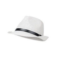 Straw Trilby Fedora Hat for Men Women 1920s Panama Hat Short Brim Large White-p