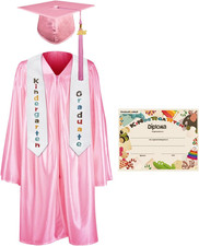 Kindergarten Graduation Cap Gown Stole Package with 2026 Tassel, Certificate