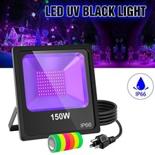 150W UV LED Black Light for Glow Party Stage Bar Club Floodlight IP66 Free Tapes