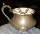 Vintage Rogers Quadruple Silver-Plate Shaving Mug W/ Milk Glass Insert