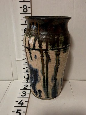 Handmade Drip Glaze Ceramic Vase Tall Pottery Blue White Brown Unique Home Decor