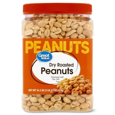 Great Value Dry Roasted & Seasoned with Sea Salt Peanuts, 34.5 oz...