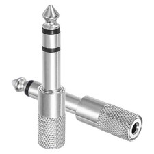2Pcs TRS6.35mm Male to 3.5mm Female Zinc Alloy Adapter, Silver