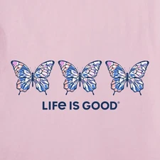XL NWT Women's Life is Good 3 Tie Dye Butterflies Pink SS Crusher Vee