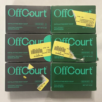 Lot Of 6 - OffCourt Bars Of Soap Coconut Water Sandalwood Fig Leaves White Musk