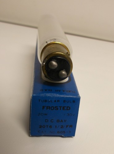 Lot 4 Bulbs 20T6-1/2 130V 20 Watt T6.5 Tubular Exit Light DC Bayonet Frosted - Picture 3 of 4