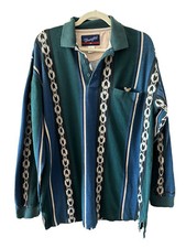 Vintage Wrangler Southwestern Aztec Polo Longsleeve Cowboy Indie Hippie sz XL