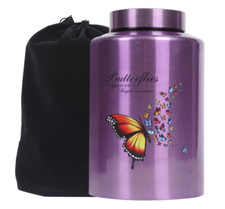 Urns for Human Ashes Adult Female Up to 220 lbs Purple Butterfly Decorative Urn