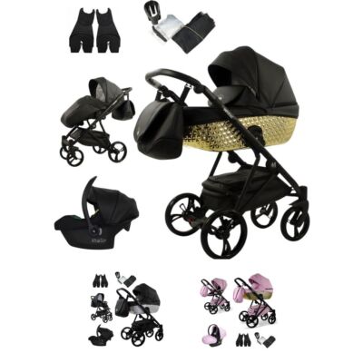 MOMMO IMPERIAL Kinderwagen 3in1 Öko-Leder   Cosmo I-Size-Sitz