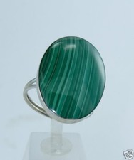 Pure Silver 925 ring set with Malachite - sterling  Gift Jewelry  Love