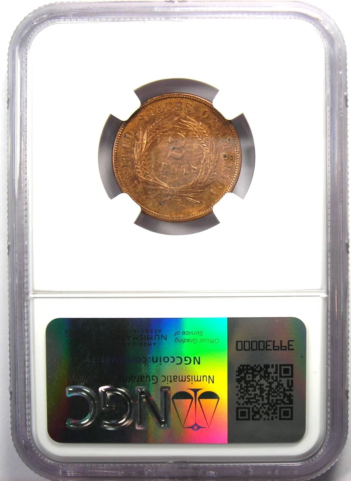 1864 "Small Motto" Variety Two Cent Coin 2C - NGC Uncirculated Details (UNC MS) - Image 3 of 4