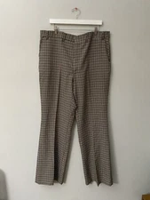 Vintage 70s Men's Richman Brothers Brown Plaid Pants Sz 40 Polyester