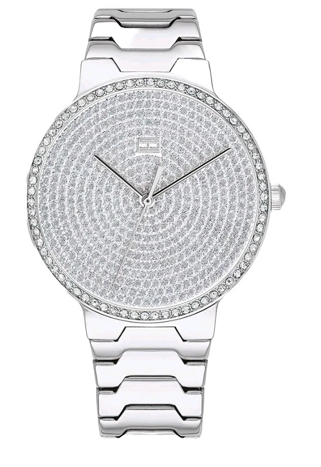 Tommy Hilfiger Watch Crystal Dial 36mm Stainless Steel Silver Band 1781998 New