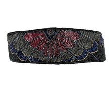Vintage beaded art deco belt 31.5" Black