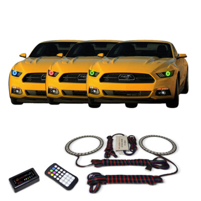 RGB Multi Color Bluetooth Headlight Halo kit for Ford Mustang 15-17