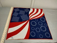 Flag Scarf Red white & blue 28 X 28.  Singed. 