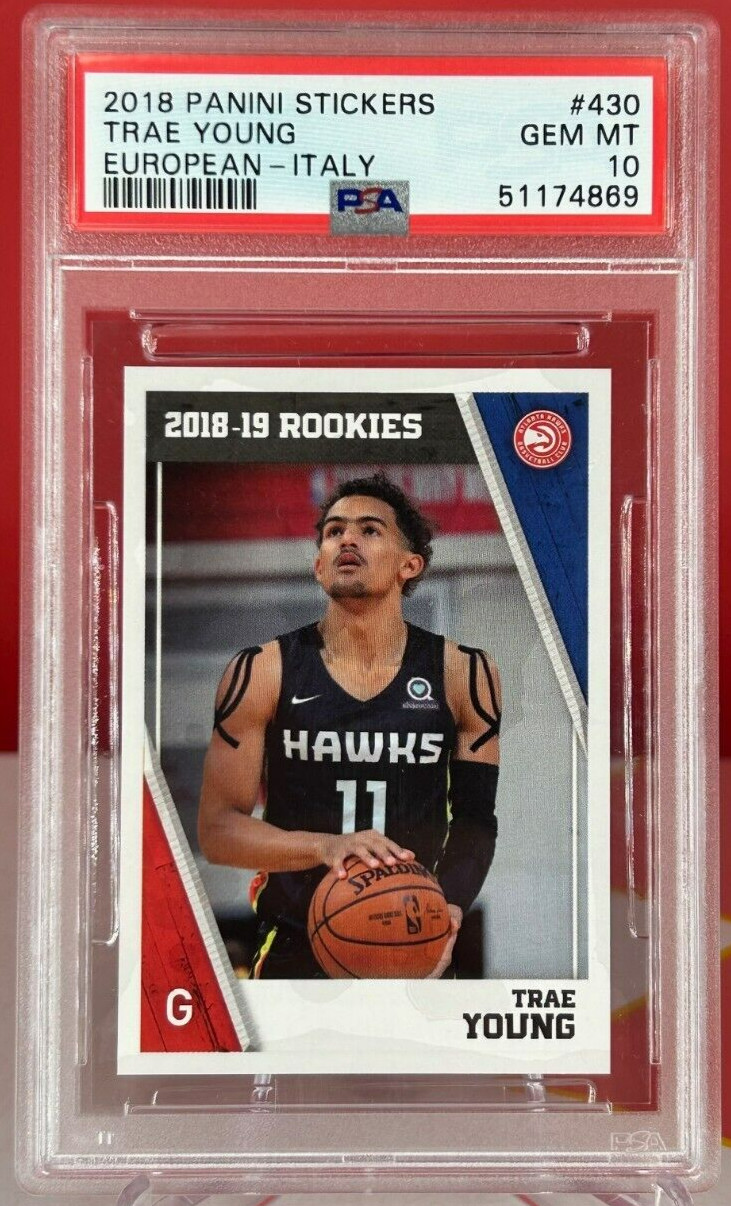 2018 Panini Stickers European Italy #430 Trae Young PSA 10 Rookie RC