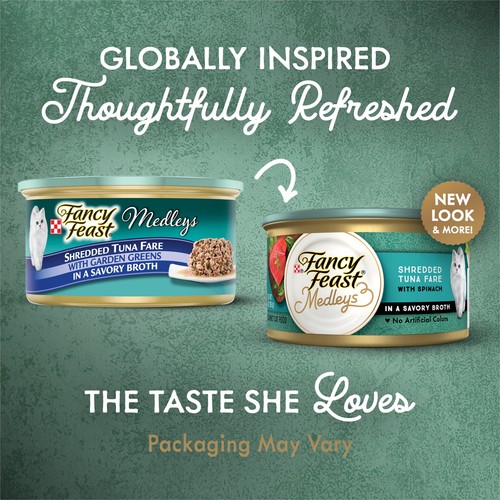 Fancy Feast Medleys Wet Cat Food Tuna Spinach, 3 oz Cans (24 Pack) Authentic - Picture 2 of 7