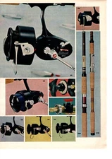 1971 2 PG GARCIA MITCHELL SALTWATER FISHING REELS PRINT AD, MANCAVE DECOR PRINT