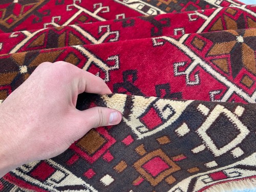 4x7 Handmade Afghan Baluchi Antique Rug Traditional Turkmen Tribal Wool Carpet - Picture 17 of 19