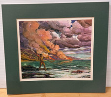 Hawaii Volcano Hunter Color Print with Matted Cardboard Frame 9.5" x 11" Print