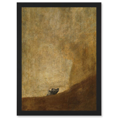 Francisco Goya der Hund Reproduktion Gemälde gerahmt A4 Wandkunstdruck