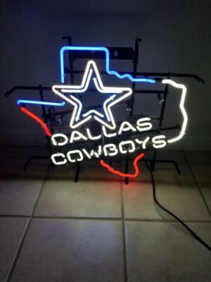 Dallas Cowboys Texas Light Lager Beer Neon Light Sign Lamp 24x20 Wall Decor