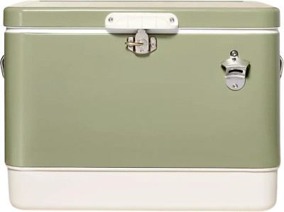 Retro Metal Cooler, 80 Can/54 Qt. Capacity, Hard-Sided, Two Tone, Holds up to 80