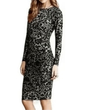 Anthropologie Ganni Womens Small Monica Dress Black Lace Side Ruching Stretch