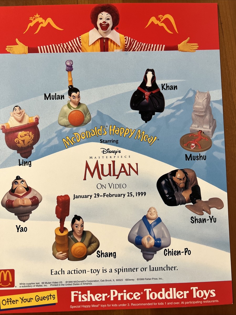 MCDONALDS 1999 MULAN HAPPY MEAL COMPLETE SET OF NEW IN