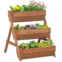 Outsunny 3 Tier Raised Garden Flower Bed Wooden Elevated Planter Box Kit Brown