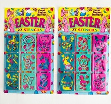 Lisa Frank VTG Easter 1990s Plastic Stencils Bunny Egg Butterfly Spring NOS x 2