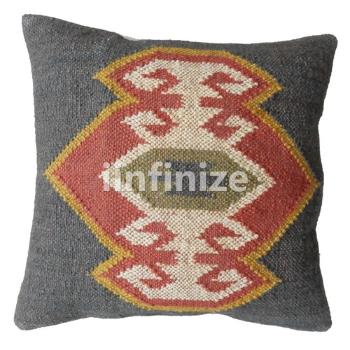 Handwoven Wool Jute Cushion Coevr 18x18 inch Combo 2 Pcs Kilim Pillow Sham Boho - Picture 53 of 58