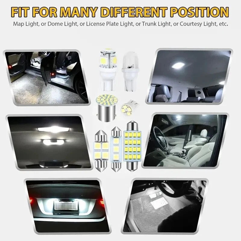 42PCS Car Interior Combo LED Map Dome Door Trunk License Plate Light Bulbs White - Image 3 of 4