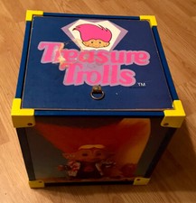 Vintage 1992 Ace Novelty Treasure Trolls Wooden Box Toy Chest Storage Rare