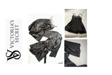   Spring Cleaning  Victoria Secret Black Lace  Satin Slip Chemise  Robe