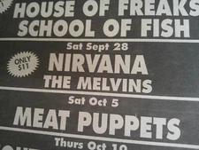 Sept. 1991 NIRVANA w/ Melvins Concert AD NYC marque full page Vintage