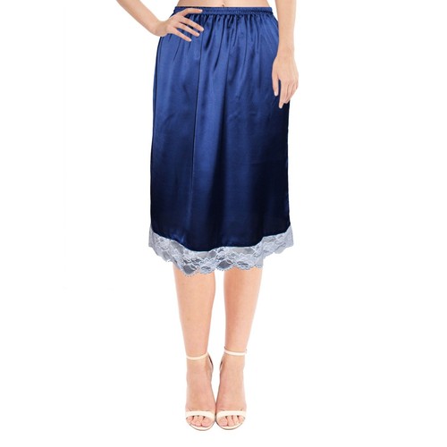 Satin Half Slip Skirt Lacey Lingerie Underskirt Petticoat Dress For Woman - Picture 9 of 32