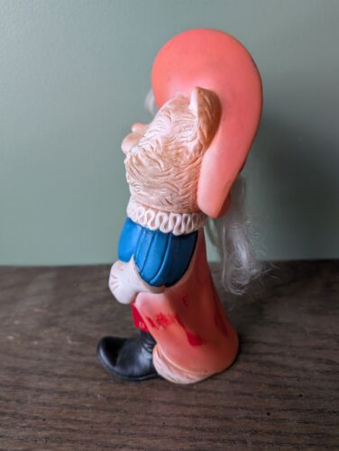 Vintage Puss in Boots Cat Rubber Squeezy Toy Doll Collectibles w/Hat Green Eyes - Picture 7 of 10