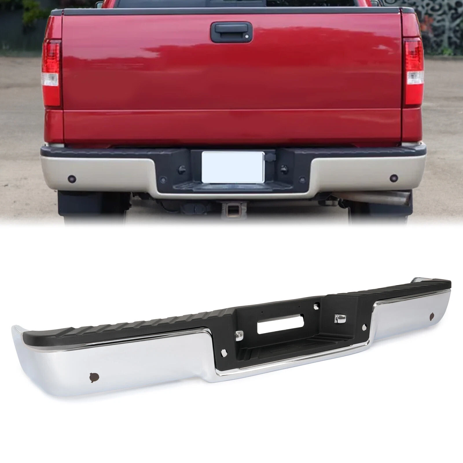 Rear Bumper Assembly For Ford F150 2006-2008 Step Bumper w/ Hole Chrome