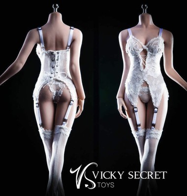 VSTOYS 18XG29B 1//6 Female White Sling Stockings Underwear Suit F 12/" Figure Body