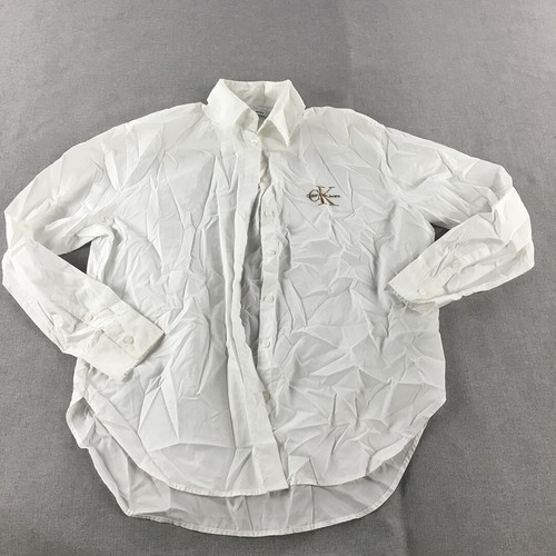 Calvin Klein Jeans Mens Shirt Size XS White Long Sleeve Logo ButtonUp