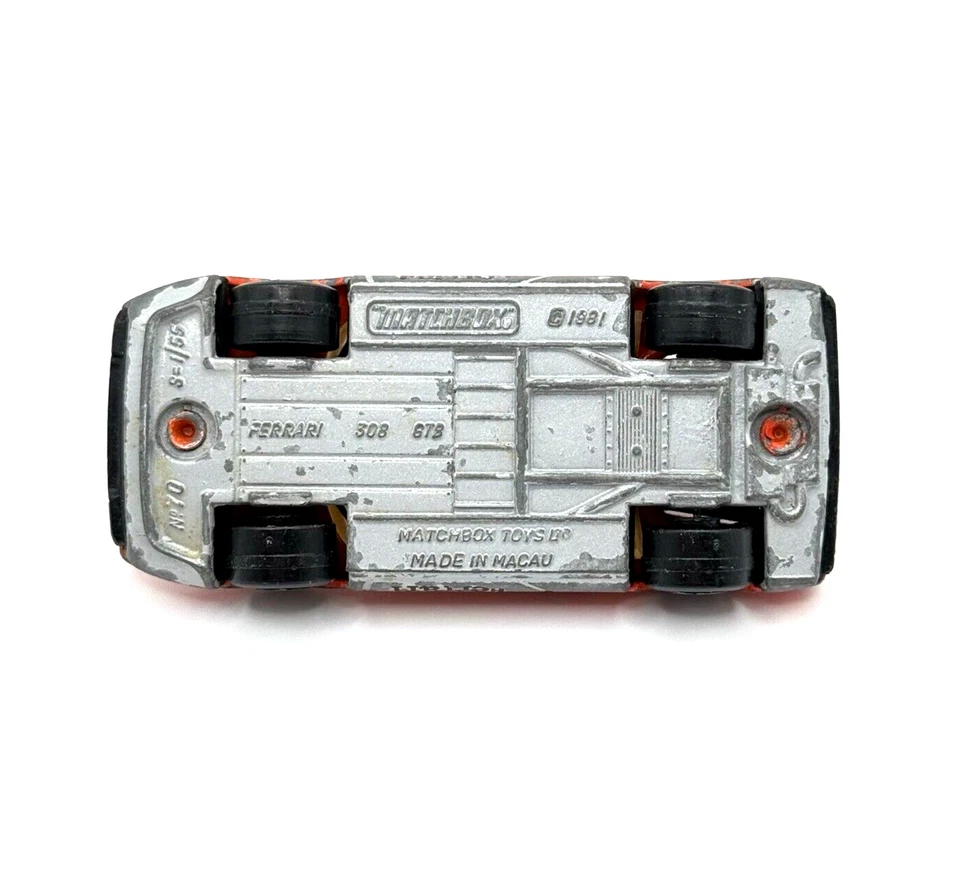 Matchbox Ferrari 308 GTS 1981 rojo naranja diecast escala 1:55 vintage Foto 4 de 4