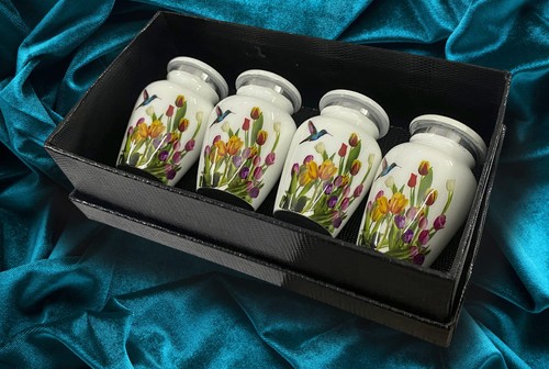 Keepsake Decorative Urns for Human Ashes - Mini Urns Set of 4 Hummingbird - Picture 5 of 8
