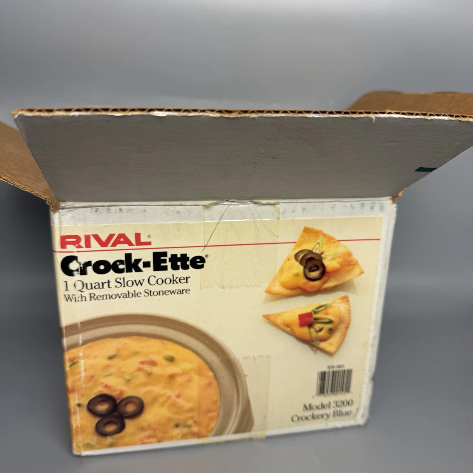 Rival Crock-Ette Stoneware Slow Cooker 1 Quart Model 3200 Crockery Blue NOS Open