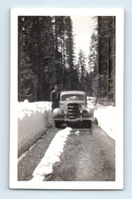 Old Vintage Photo 1937 SNOW WINTER SCENE CLASSIC CAR SOLO MAN FORD MODEL 48
