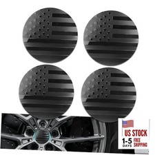 4PCS American Flag Car Wheel Center Caps, Wheel Center Cap Stickers, 56mm Black