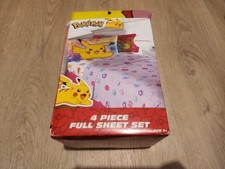 Pokemon Pikachu 4-Piece FULL Size Microfiber Sheet Set Ages 3 NWT